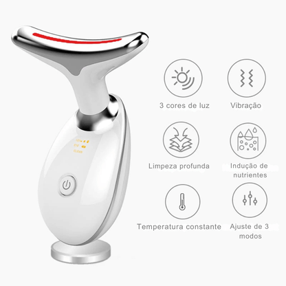 Massageador Facial LED Vibration Pro – Lifting, Firmeza e Rejuvenescimento em Casa