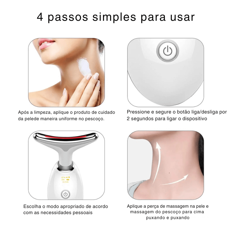 Massageador Facial LED Vibration Pro – Lifting, Firmeza e Rejuvenescimento em Casa