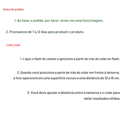 Colar com Foto Oculta Projetada no Coração – Personalize com Sua Foto Favorita e Revele o Amor