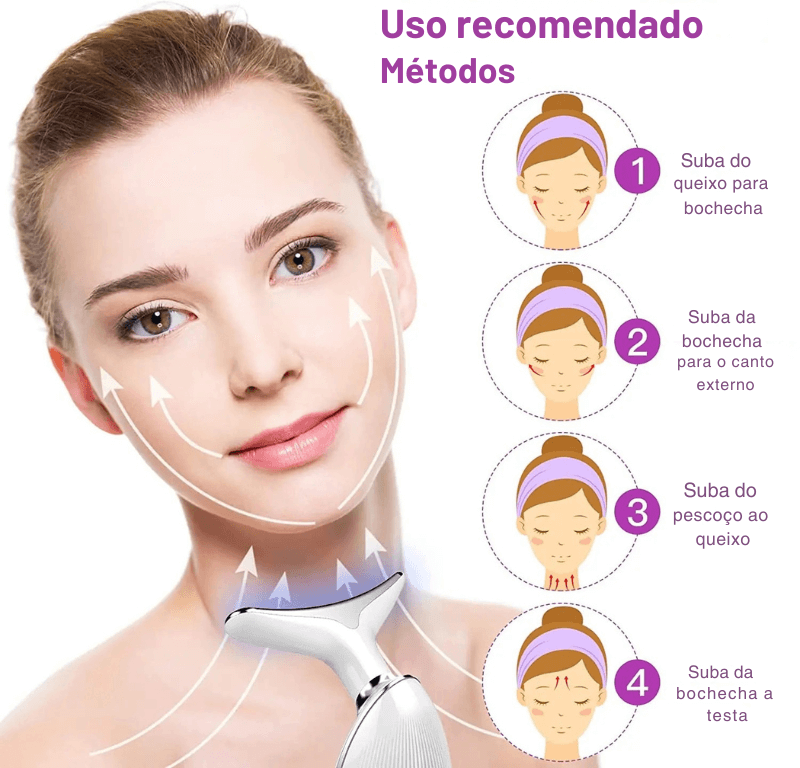 Massageador Facial LED Vibration Pro – Lifting, Firmeza e Rejuvenescimento em Casa