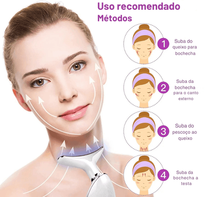 Massageador Facial LED Vibration Pro – Lifting, Firmeza e Rejuvenescimento em Casa