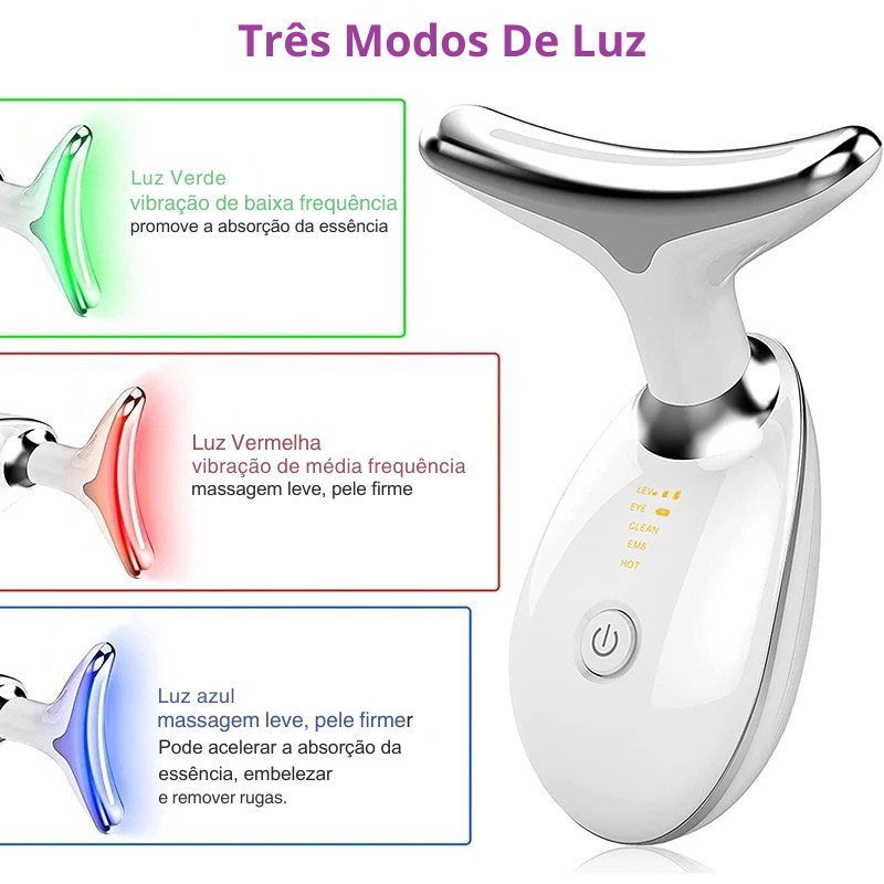 Massageador Facial LED Vibration Pro – Lifting, Firmeza e Rejuvenescimento em Casa