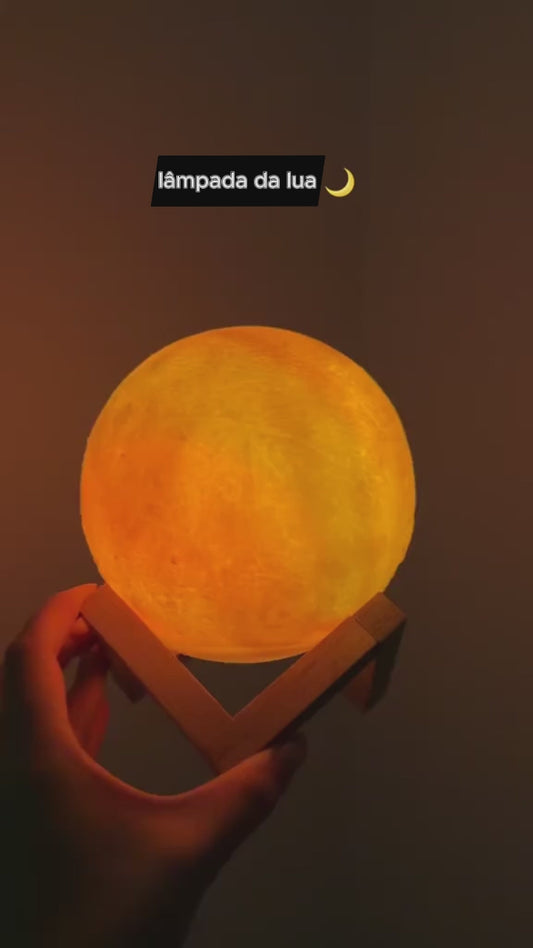 Luminária Lua 3D Multicolorida com Toque – LED Decorativa Recarregável USB